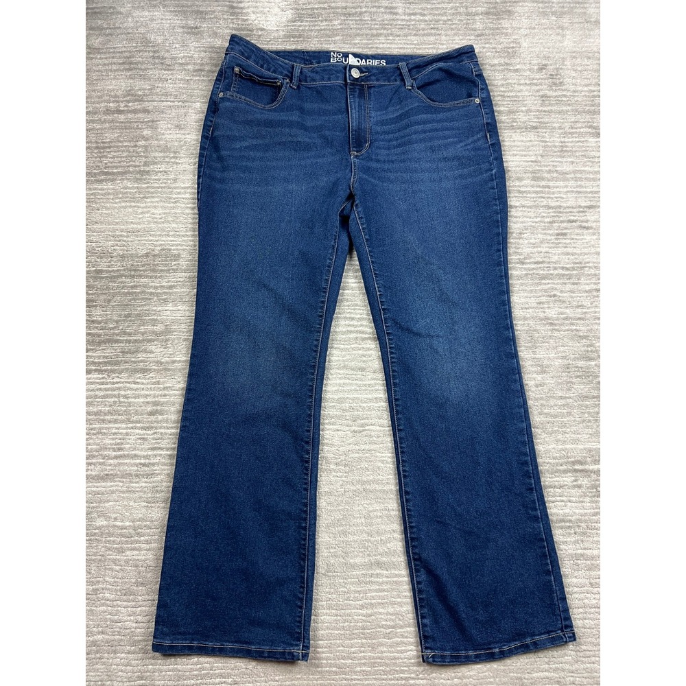 No Boundaries Jeans Women 20 Blue Bootcut Dark Wash Stretch Denim Mid Rise